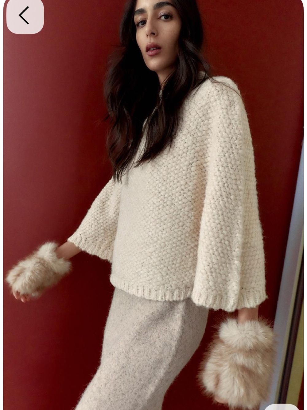 Zara Chunky Cream Knit Cape/Poncho